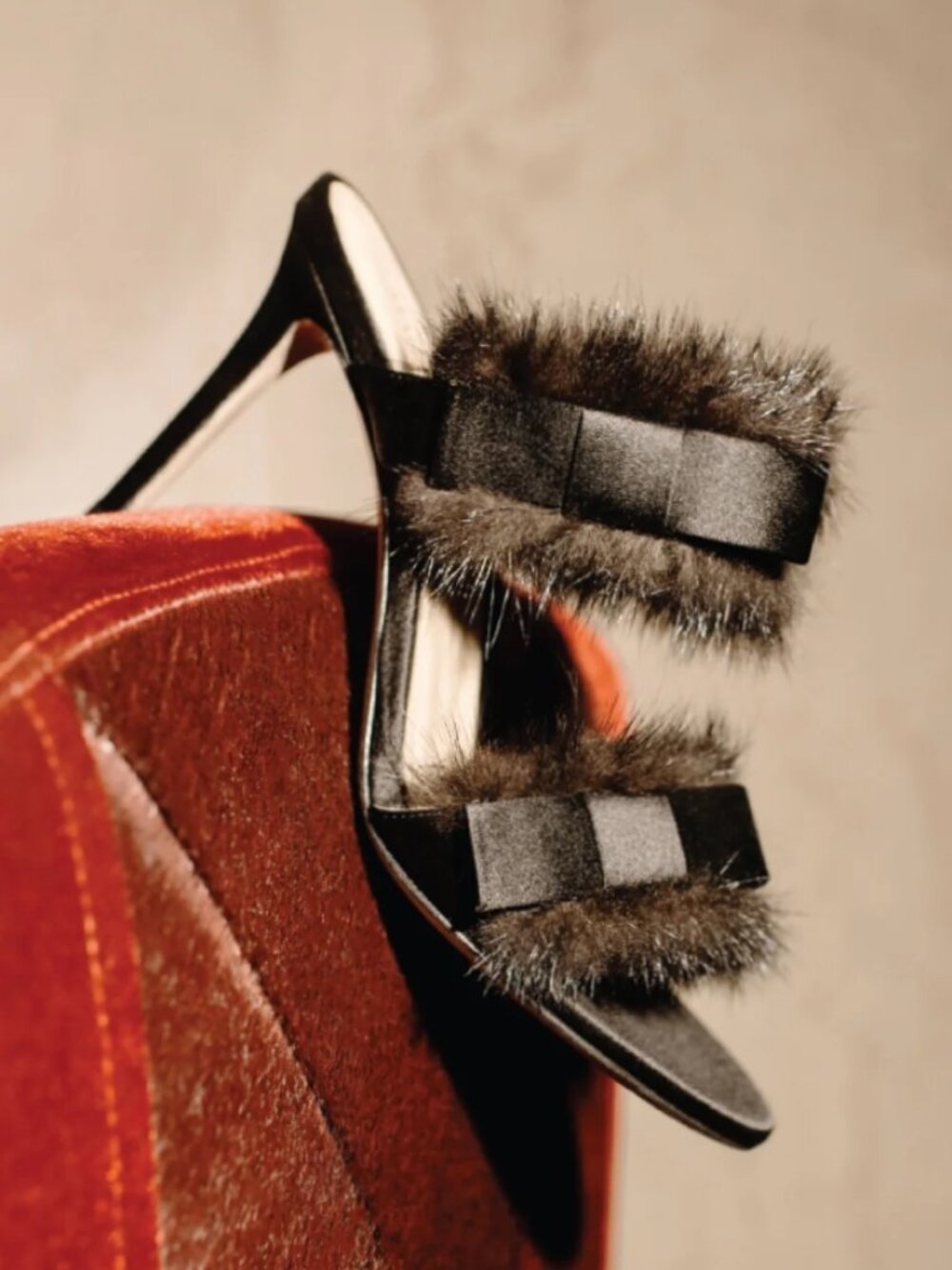Marion Parke Mink & Leather Heels "NEW"
